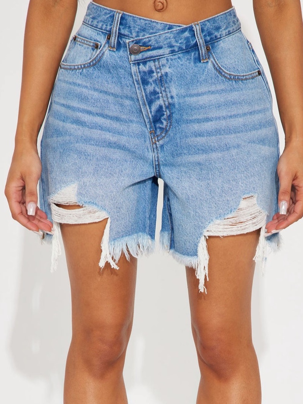Fashion Nova Crossover Denim Shorts